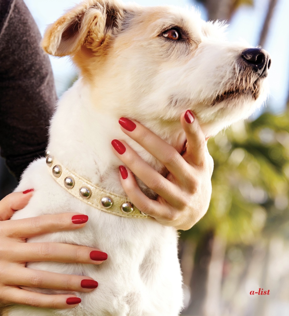 She was the model mutt for an Essie ad featuring mommy’s polished paws